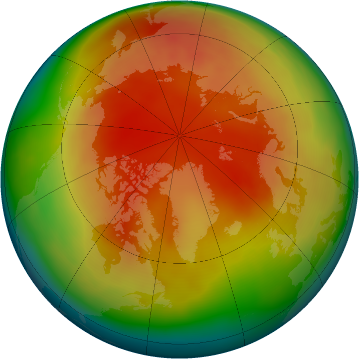 Arctic ozone map for February 2009
